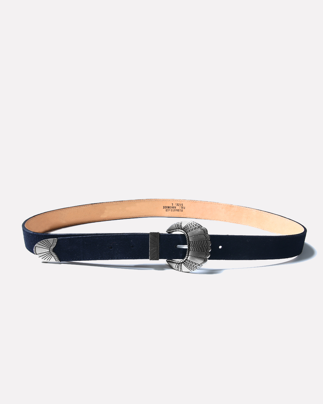 Indian Shell Buckle Belt (Suede Navy)
